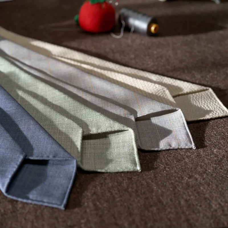 Green White Wool Silk Linen