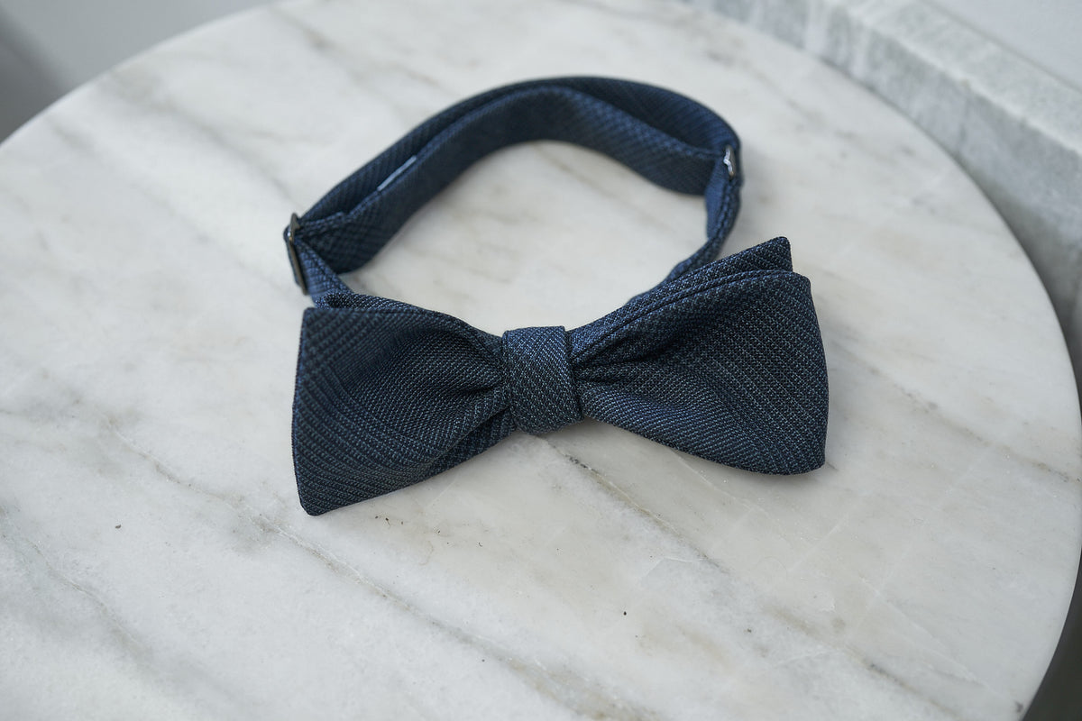 Marling & Evans Blue Glencheck in Wool Bow Tie (OOS)