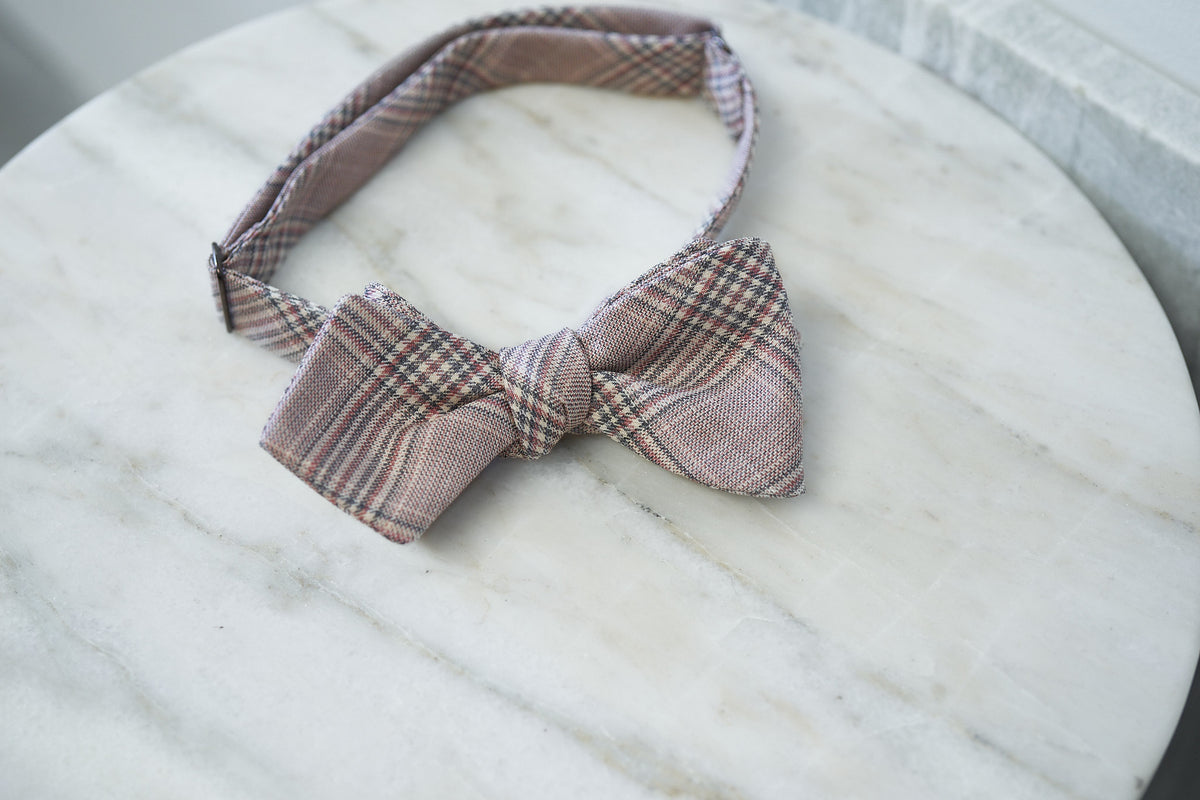 Pink-Grey Glencheck Bow Tie (last piece)