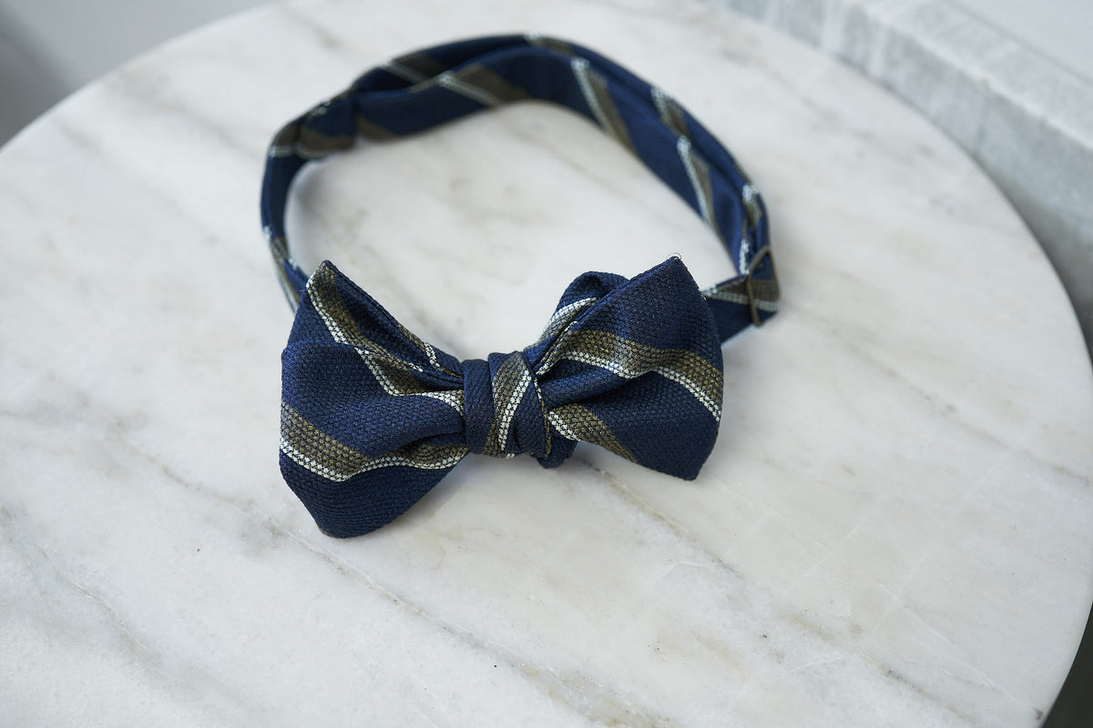 Blue-Sage Stripes Bow Tie (last piece)