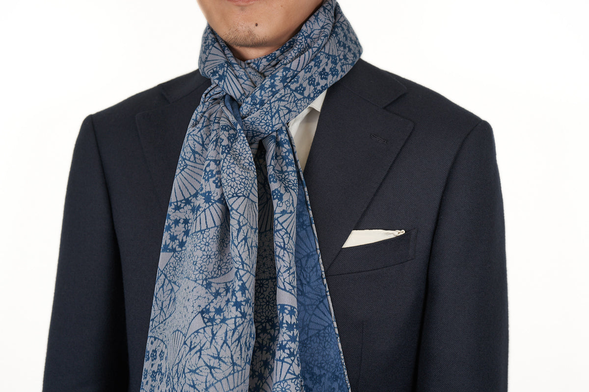 Scarf: Blue Large Fans (last piece)