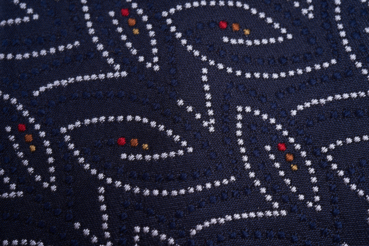Navy Dotted Leaves