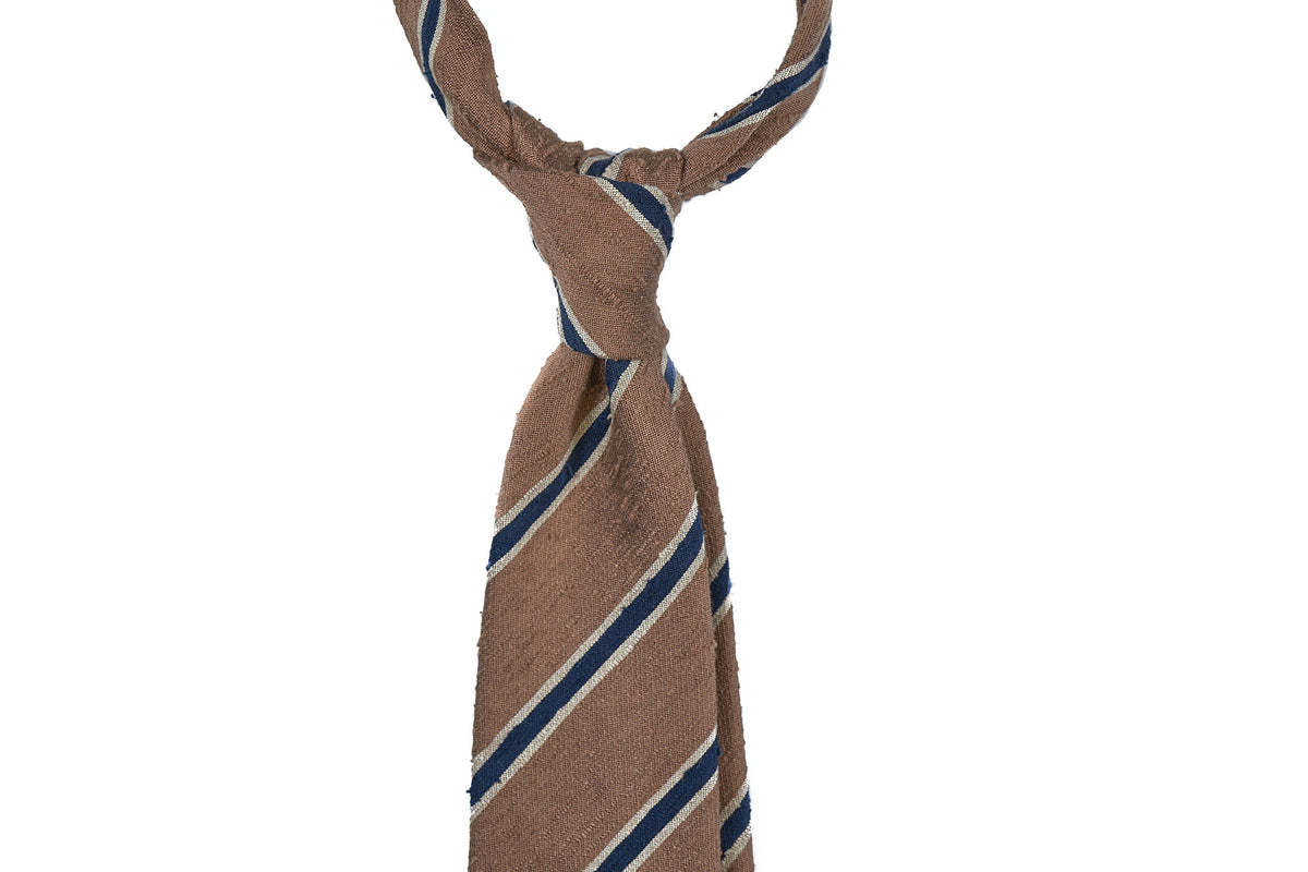 Latte Blue Striped Shantung