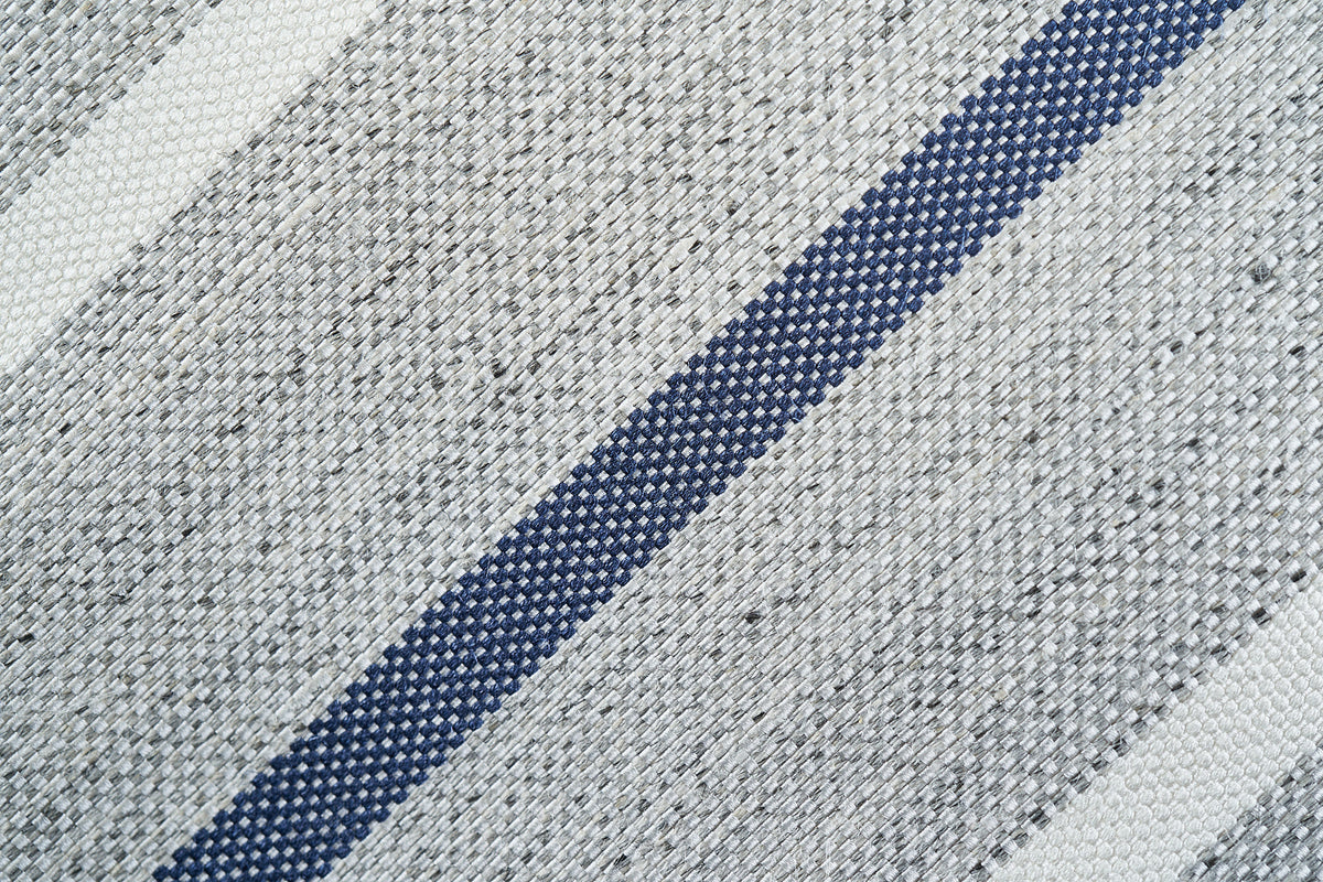 Grey with Blue & White Stripes