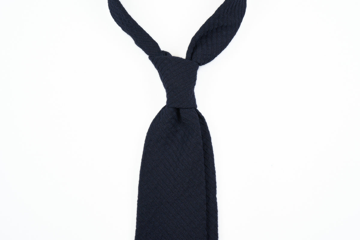 Navy Wool Seersucker