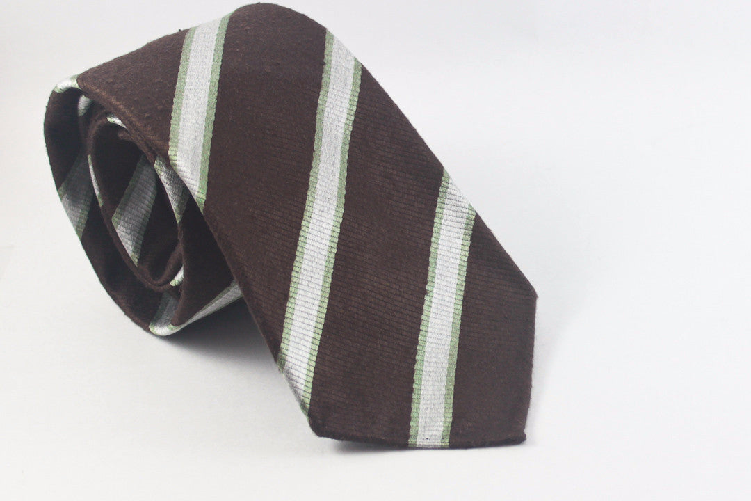 Brown-Mint Brushed Repp