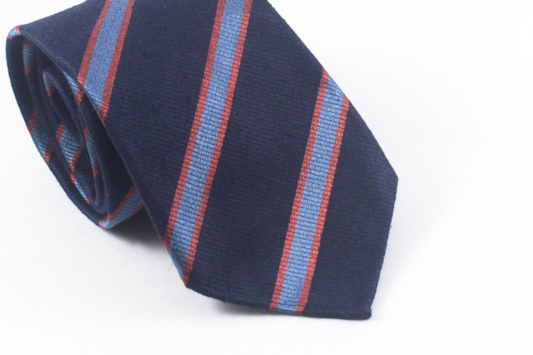 Navy-Orange Brushed Repp