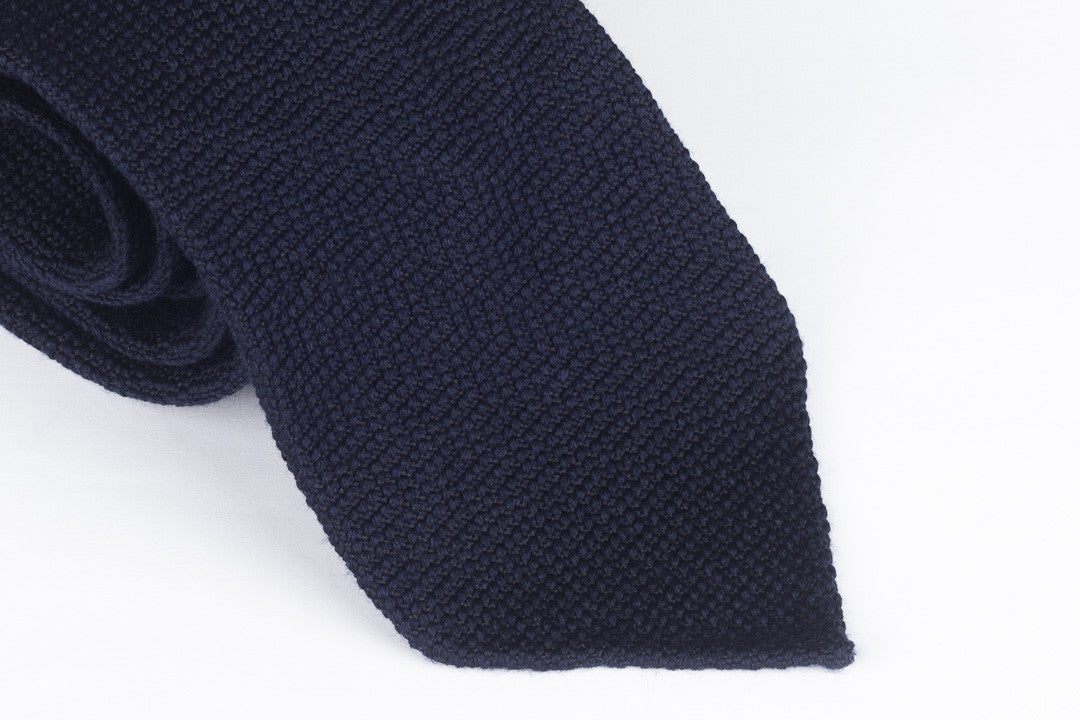 Navy Sawtooth in Wool Silk