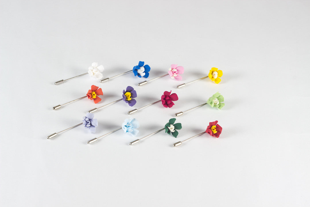 Pair of Orchid Lapel Pins (12 colours)