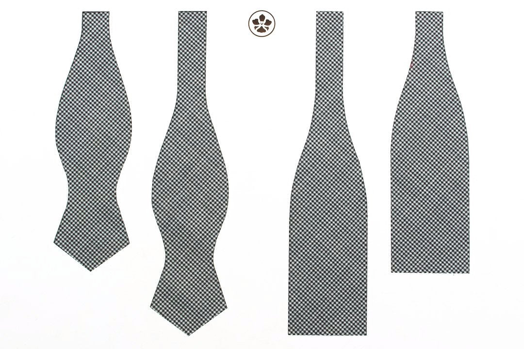 Black-White Houndstooth Wool Bow Tie