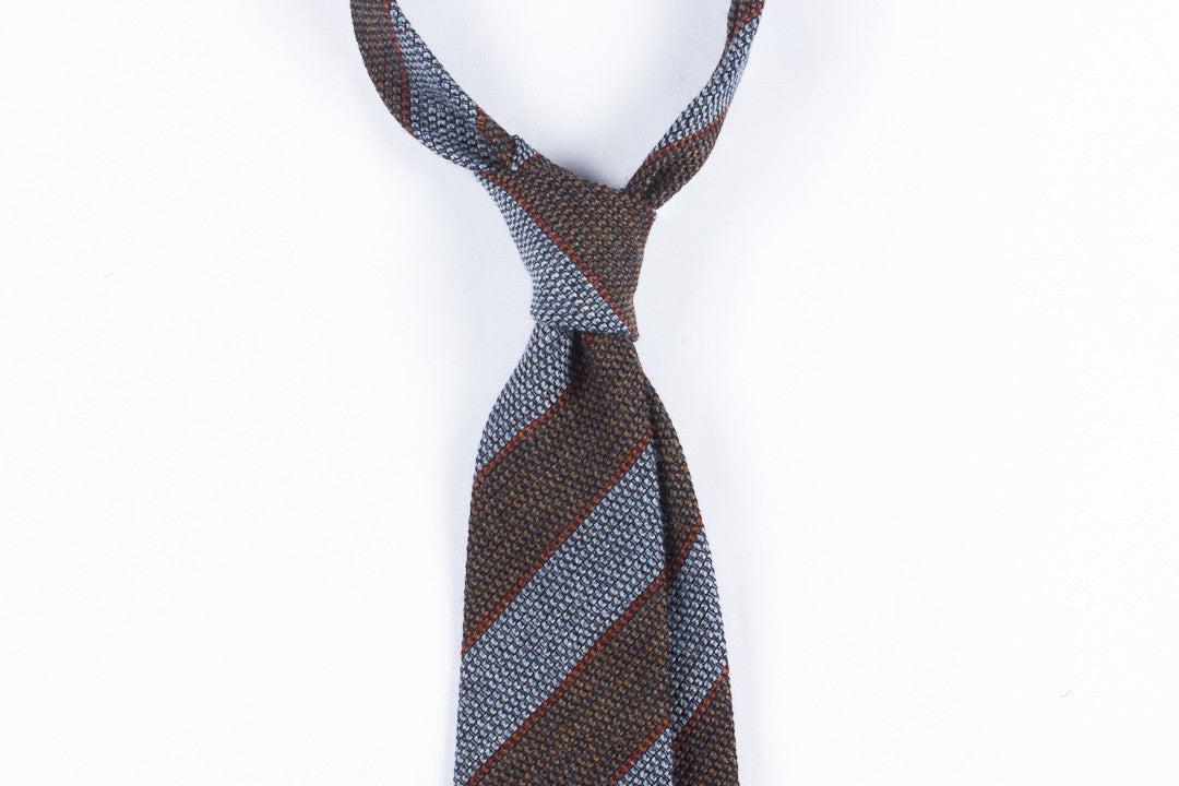 Light Blue-Brown Grenadine Wool Silk