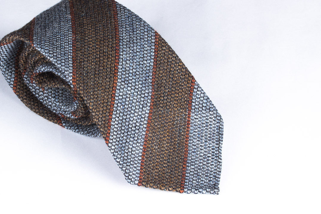 Light Blue-Brown Grenadine Wool Silk