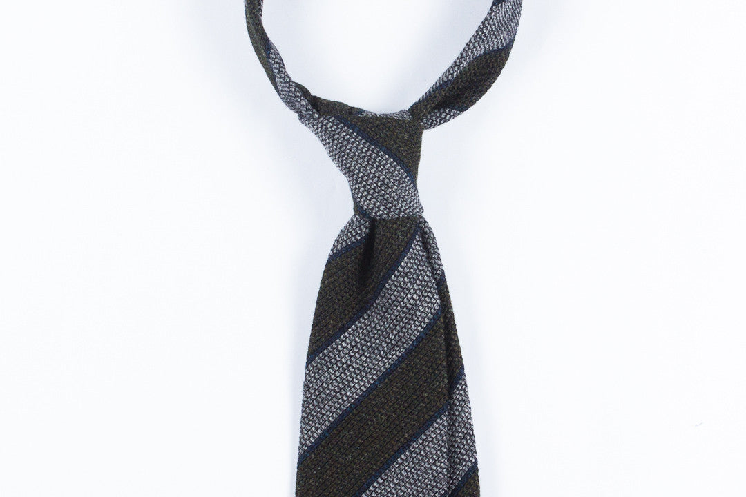 Grey-Olive Grenadine Wool Silk