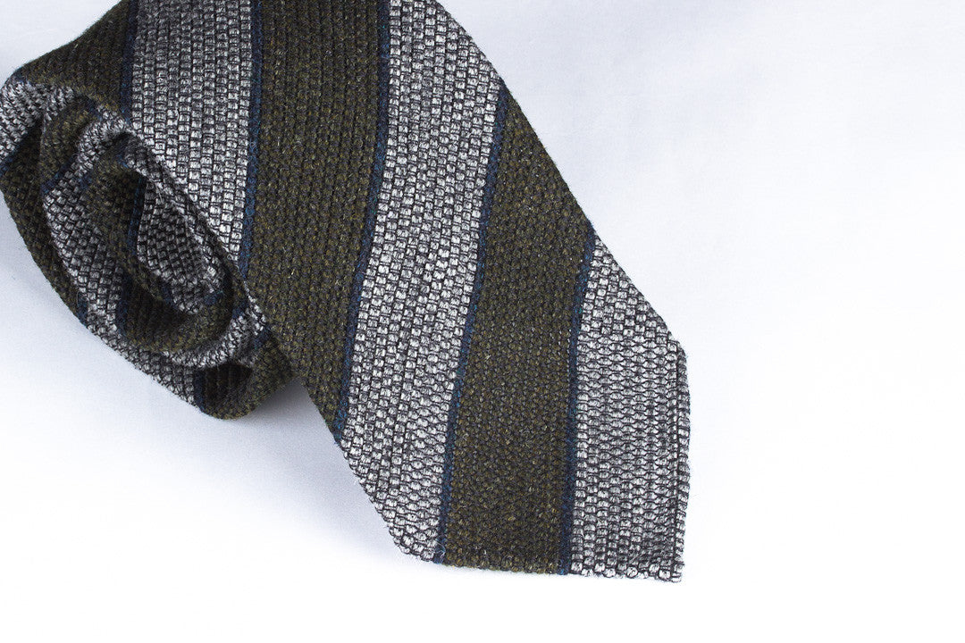Grey-Olive Grenadine Wool Silk