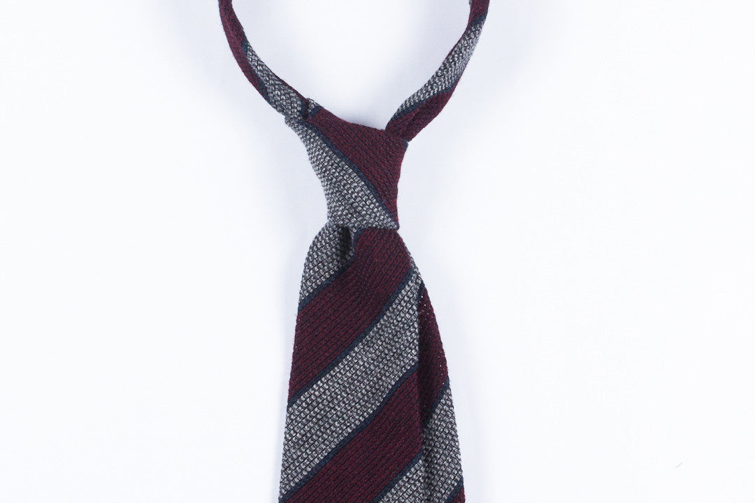 Grey-Burgundy Grenadine Wool Silk