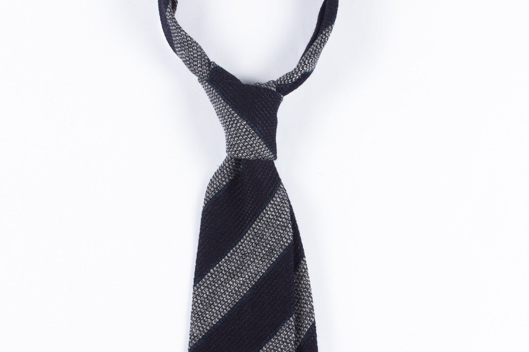 Grey-Navy Grenadine Wool Silk