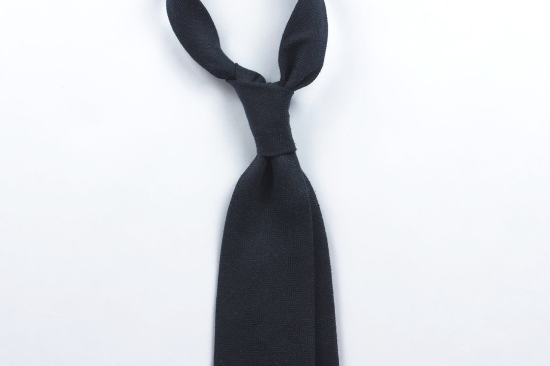 Navy Silk Linen Herringbone