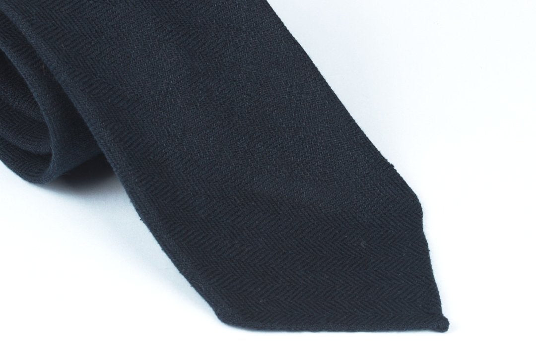 Navy Silk Linen Herringbone