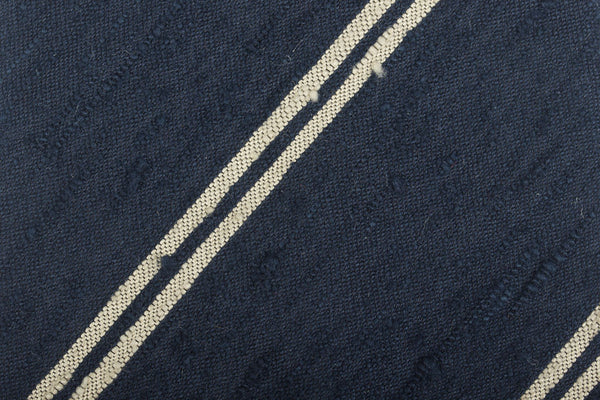 Navy-Cream Double Bar Shantung Bow Tie