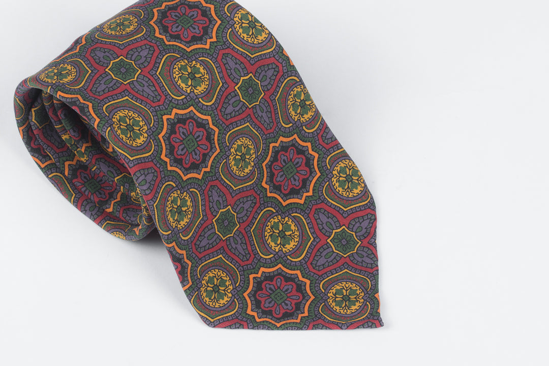 Purple & Yellow Large Floral Motif Madder