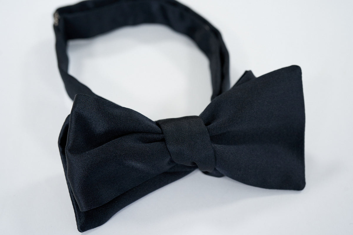 Midnight Satin Bow Tie