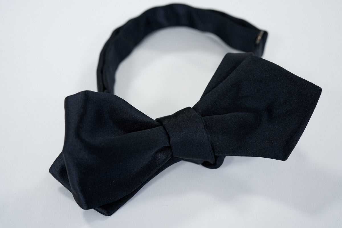 Midnight Satin Bow Tie
