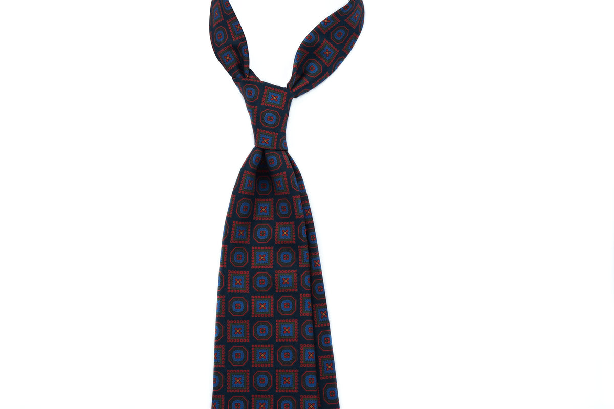 Blue-Red Square Octagon Motif Ancient Madder