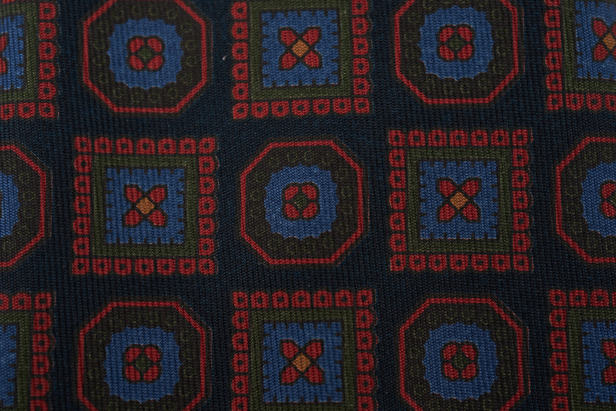 Blue-Red Square Octagon Motif Ancient Madder