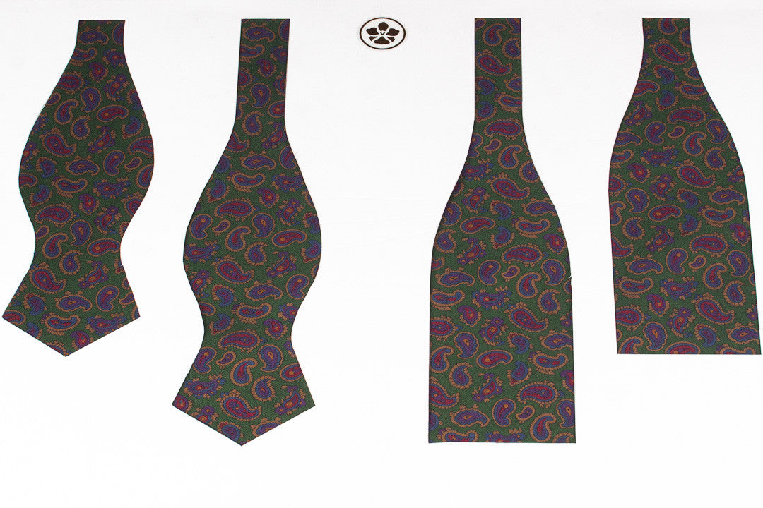 Green Small Madder Paisley Bow Tie