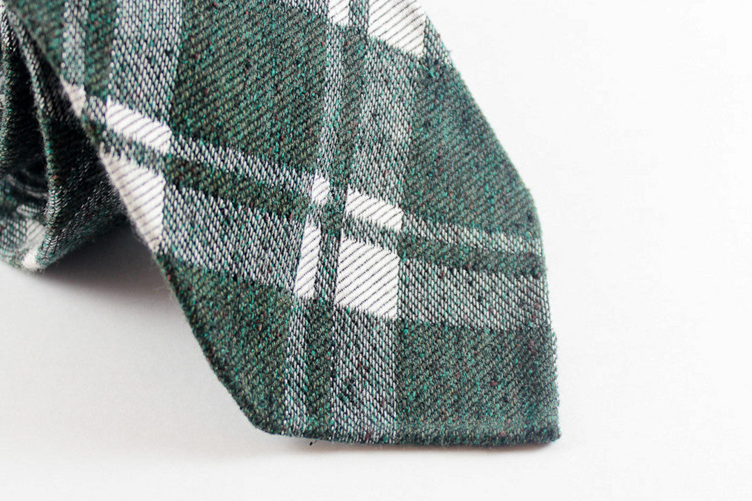 Moss Green Plaid in Silk Wool