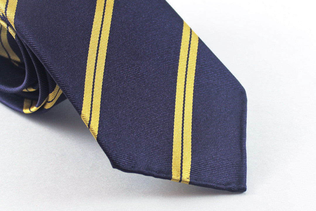 Navy-Yellow Double Bar Repp