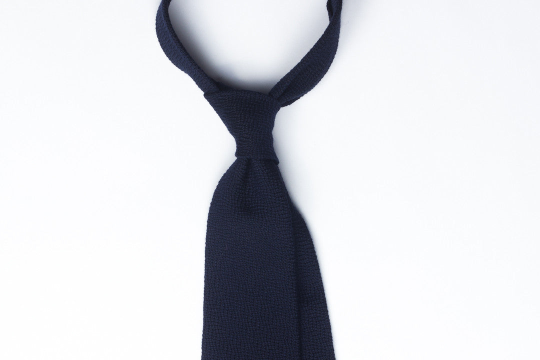 Navy Sawtooth in Wool Silk
