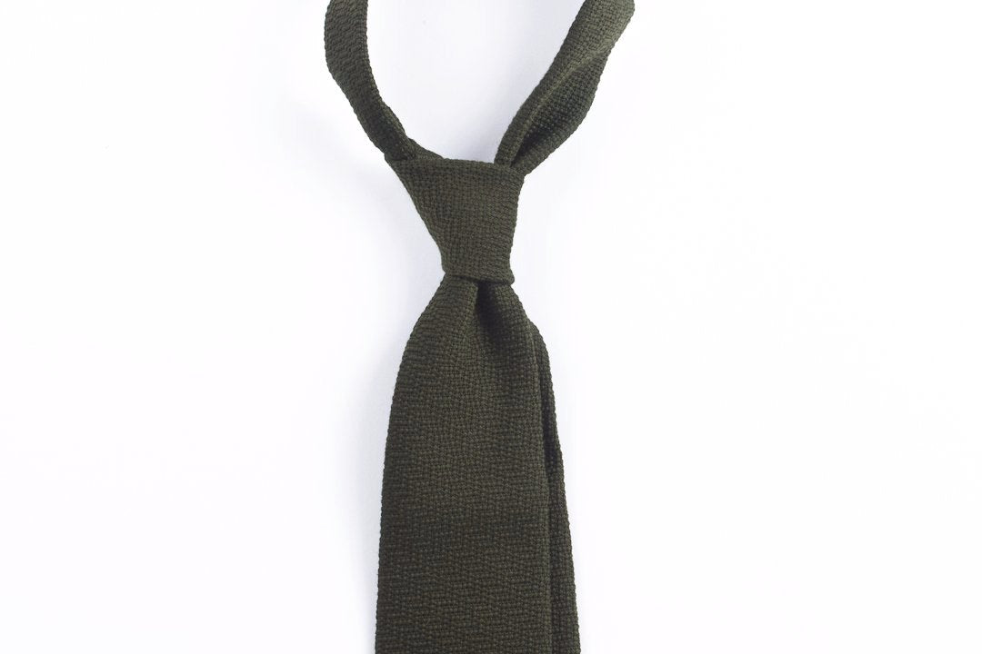 Olive Sawtooth in Wool Silk