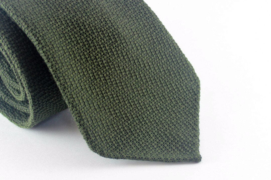 Olive Sawtooth in Wool Silk