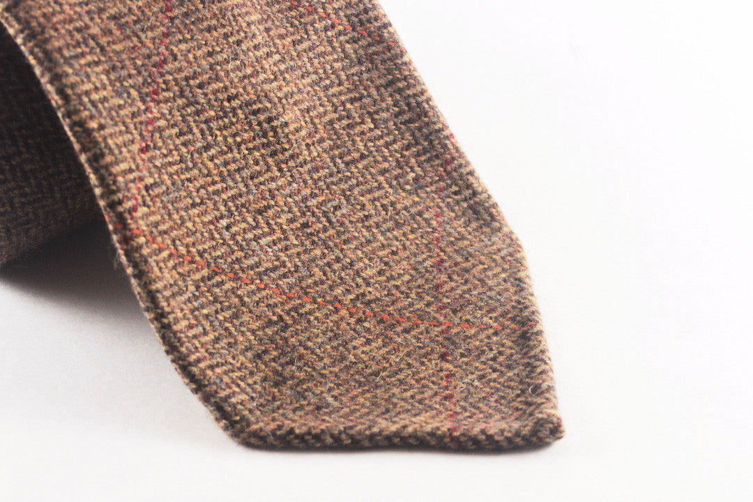 Brown Herringbone Cashmere with Overcheck (last piece)