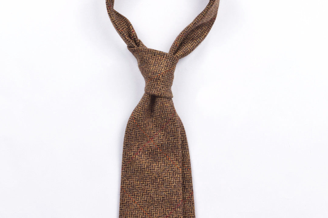 Brown Herringbone Cashmere with Overcheck (last piece)
