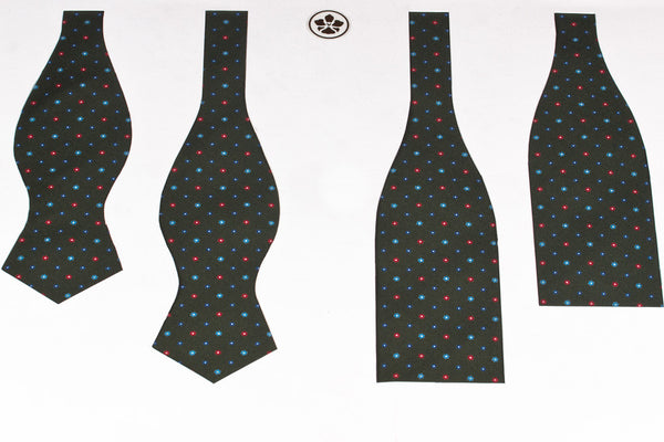 Green with Blue Flowers Bow Tie