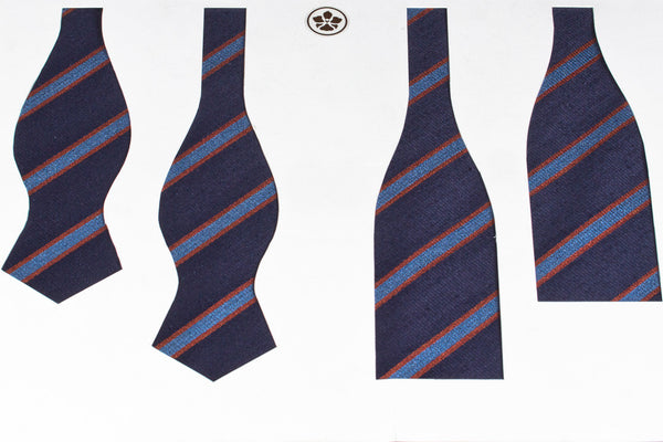 Navy-Orange Brushed Repp Bow Tie