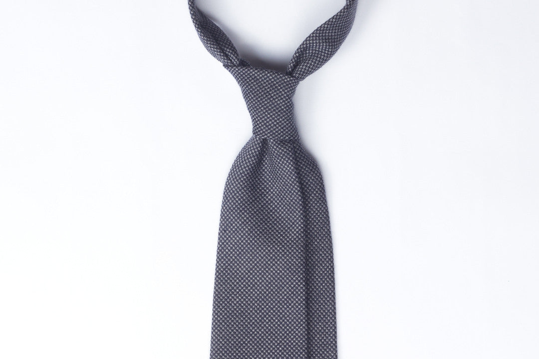 Navy-Grey Houndstooth in Wool Silk (last piece)