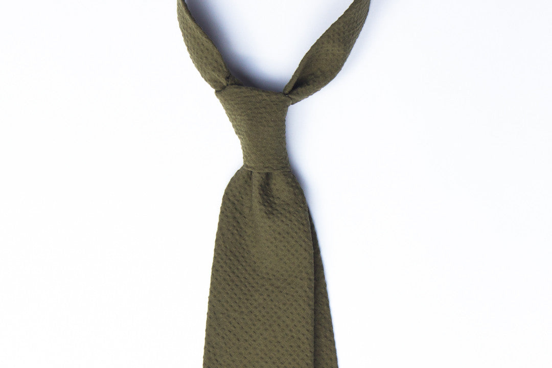 Olive Seersucker in Cotton
