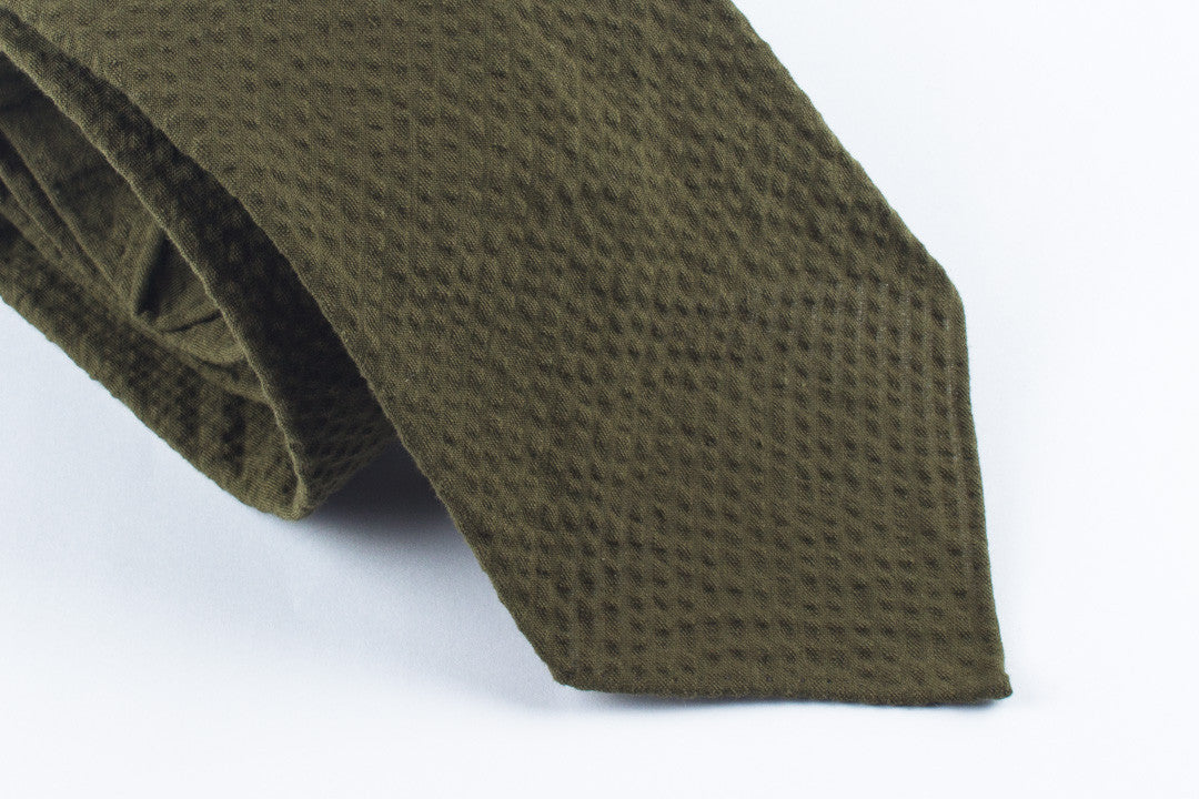 Olive Seersucker in Cotton