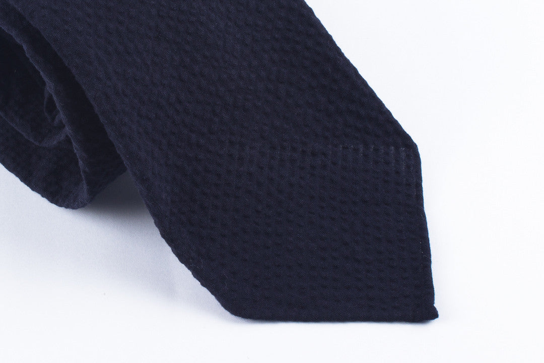 Navy Seersucker in Cotton