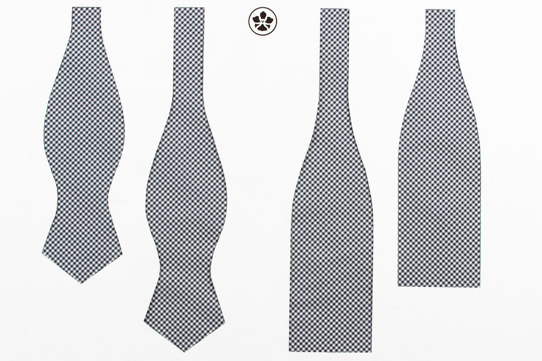 Navy Shepherd's Check Bow Tie