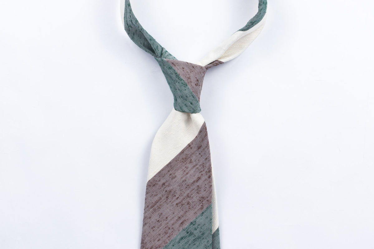 Green Brown Ecru Block Stripes