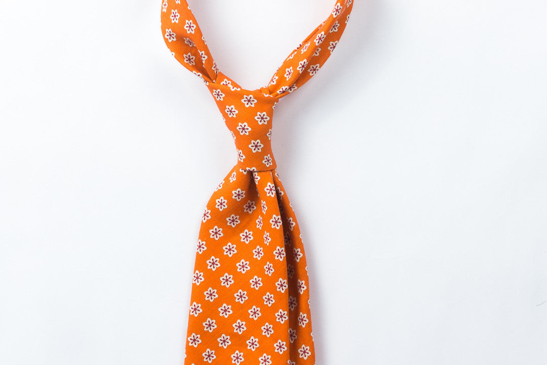 Orange Flowers Printed Linen