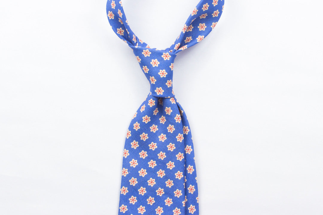 Light Blue Flowers Printed Linen