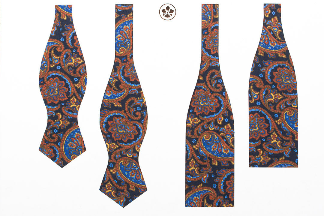 Dark Blue Large Paisley Bow Tie