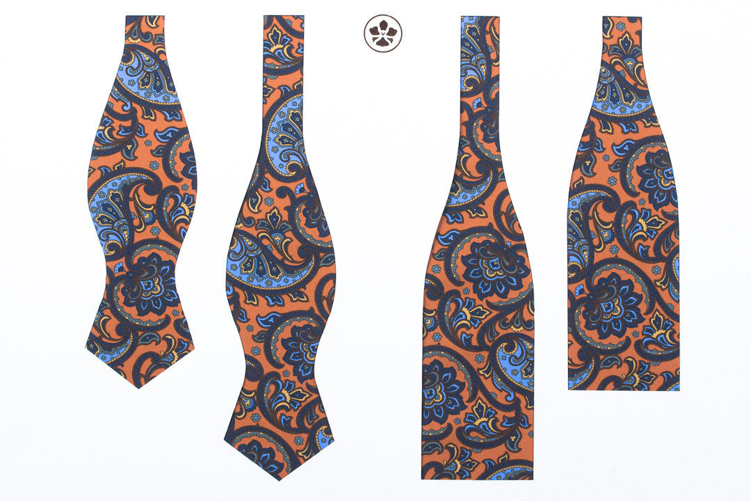 Orange Large Paisley Bow Tie