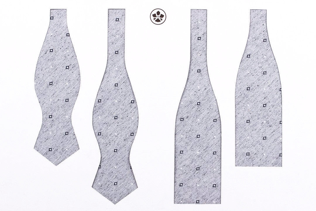 Light Grey Melange Squares Bow Tie