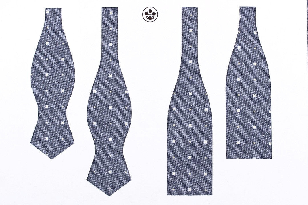 Blue Melange Squares Bow Tie